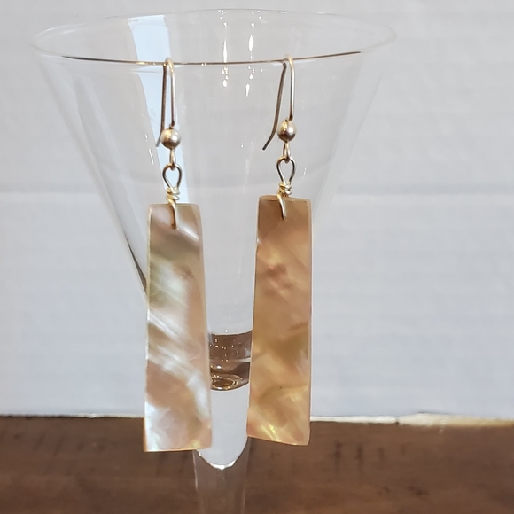 Jewelry - Mother of Pearl Shell Dangle Earrings Sterling Ear Hooks
